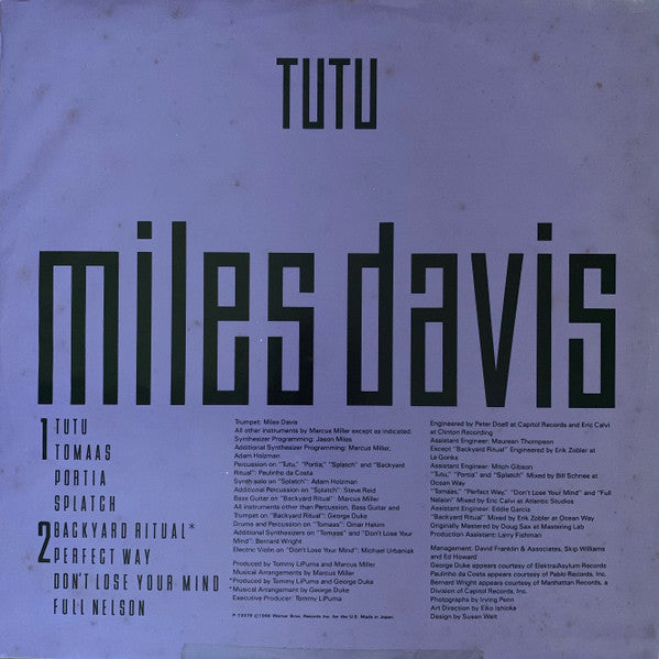 Miles Davis - Tutu (Vinyl, LP, Album)