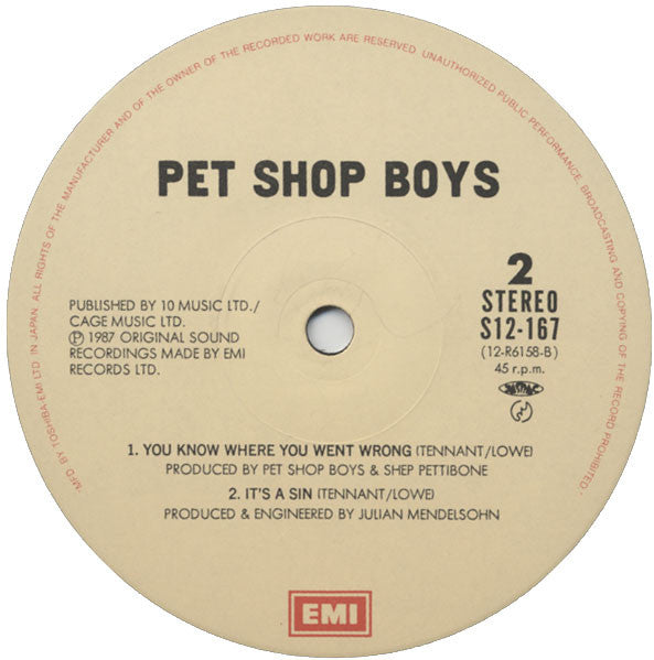Pet Shop Boys - It's A Sin (Vinyl, 12", 45 RPM, Single) Very Good Plus (VG+) / Very Good Plus (VG+)