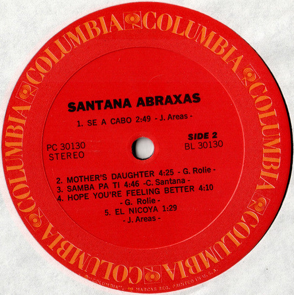 Santana - Abraxas (Vinyl, LP, Album, Reissue, Stereo) Very Good Plus (VG+) / Very Good (VG)