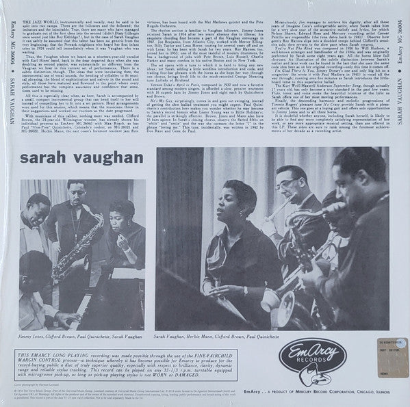 Sarah Vaughan - Sarah Vaughan (Vinyl, LP, Album, Reissue, Mono) Near Mint (NM or M-) / Very Good Plus (VG+)