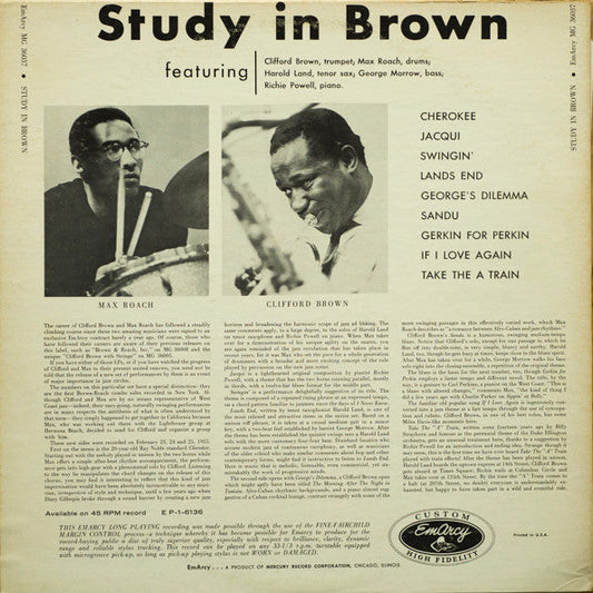 Clifford Brown - Study In Brown (Vinyl, LP, Album, Reissue) Very Good (VG) / Very Good (VG)