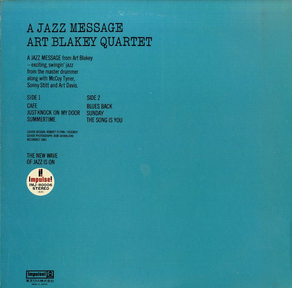 Art Blakey Quartet - A Jazz Message (Vinyl, LP, Album, Reissue, Stereo) Near Mint (NM or M-) / Very Good (VG)