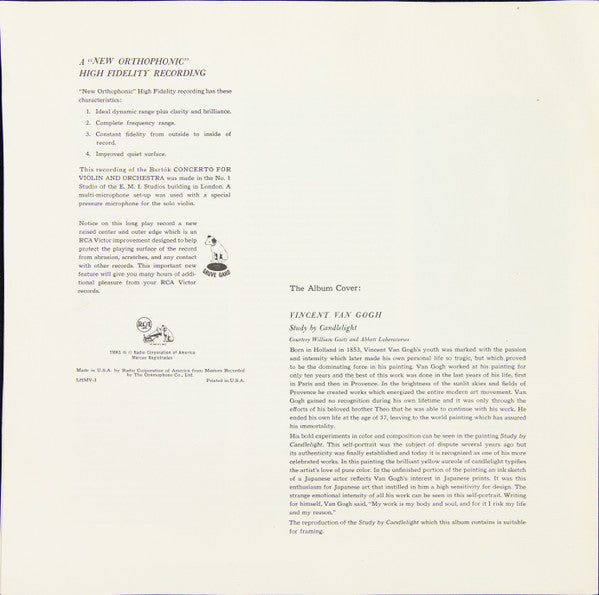 Yehudi Menuhin - Bartók Violin Concerto (Vinyl, LP, Album) Very Good Plus (VG+) / Good (G)