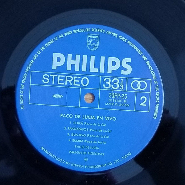 Paco De Lucía - En Vivo (Vinyl, LP, Album, Reissue) Very Good Plus (VG+) / Very Good (VG)