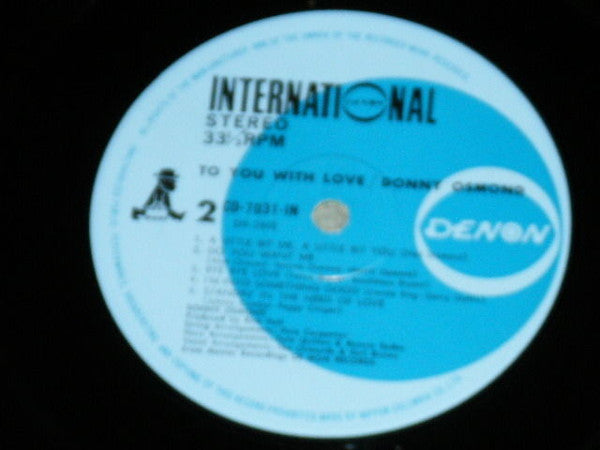 Donny Osmond - To You With Love, Donny (Vinyl, LP, Album) Near Mint (NM or M-) / Very Good Plus (VG+)