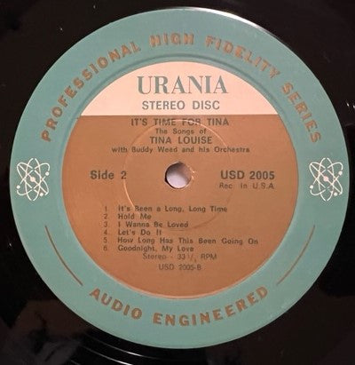 Tina Louise - It's Time For Tina (Vinyl, LP, Album, Reissue, Stereo) Very Good (VG) / Very Good Plus (VG+)
