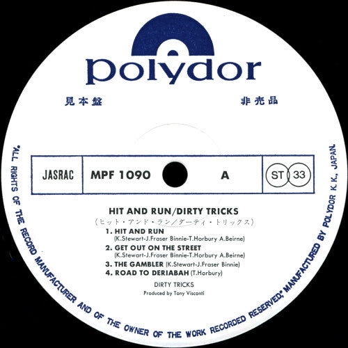 Dirty Tricks (2) - Hit And Run (Vinyl, LP, Album, Promo, Stereo) Near Mint (NM or M-) / Very Good Plus (VG+)