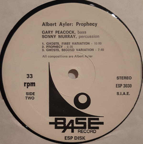 Albert Ayler - Prophecy (Vinyl, LP, Album, Reissue) Very Good Plus (VG+) / Good Plus (G+)