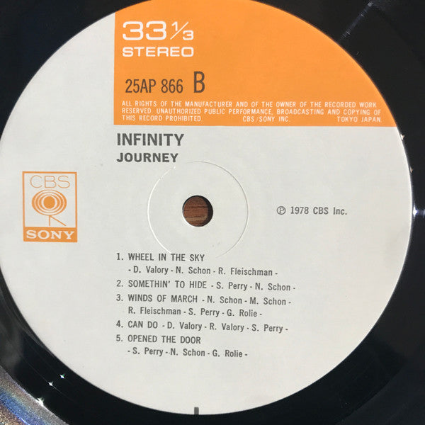 Journey - Infinity (Vinyl, LP, Album, Reissue, Stereo) Very Good Plus (VG+) / Very Good (VG)