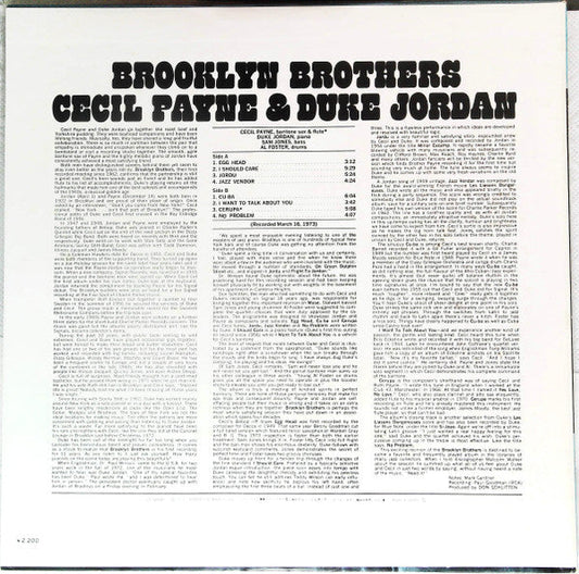 Cecil Payne - Brooklyn Brothers (Vinyl, LP) Very Good Plus (VG+) / Very Good Plus (VG+)