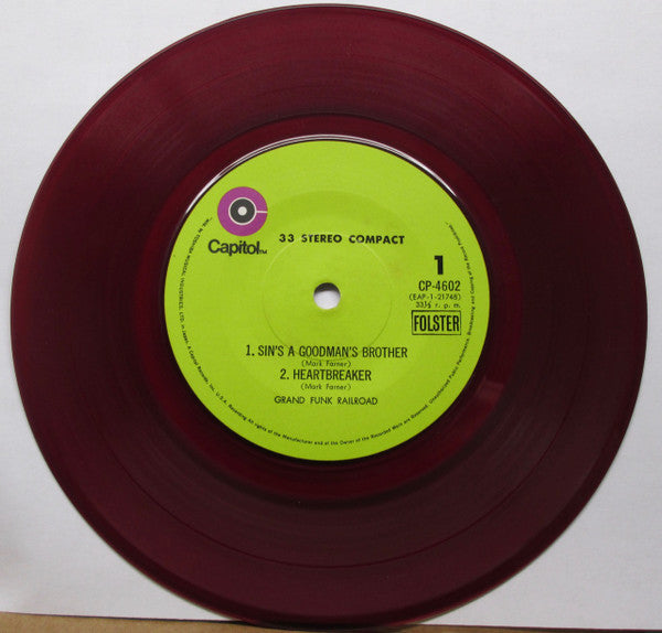 Grand Funk Railroad - Sin's A Good Man's Brother (Vinyl, 7", 33 ⅓ RPM, EP, Stereo) Very Good (VG) / Very Good (VG)