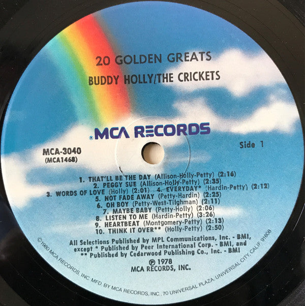 Buddy Holly - 20 Golden Greats (Vinyl, LP, Compilation) Good Plus (G+) / Good Plus (G+)