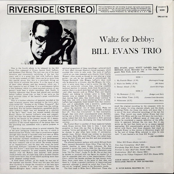 The Bill Evans Trio - Waltz For Debby (Vinyl, LP, Album, Reissue, S...