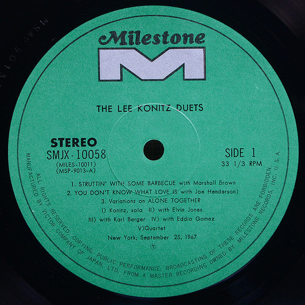 Lee Konitz - Duets (Vinyl, LP, Album)