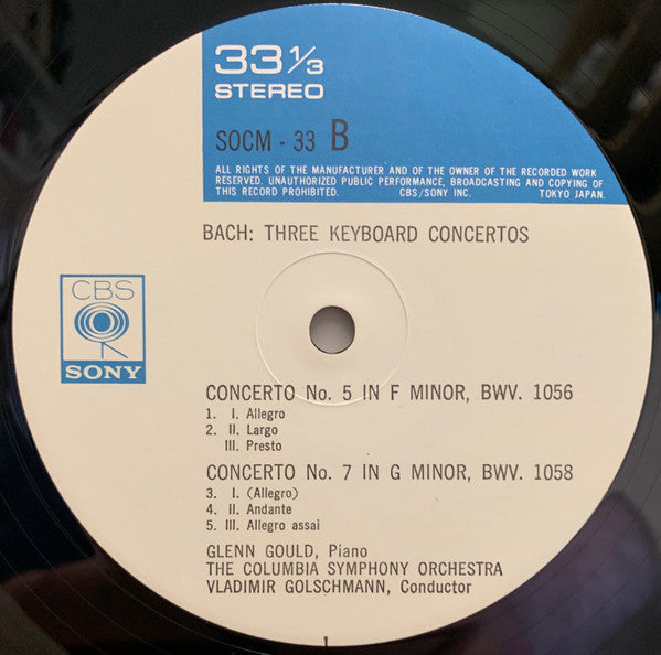 Glenn Gould - Three Keyboard Concertos (Vinyl, LP, Album) Very Good (VG) / Very Good Plus (VG+)