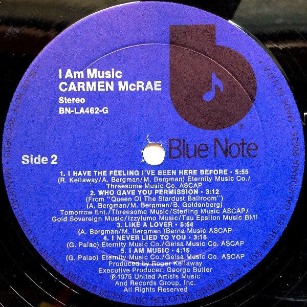 Carmen McRae - I Am Music (Vinyl, Album, LP) Very Good Plus (VG+) / Good Plus (G+)