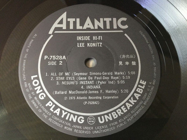 Lee Konitz - Inside Hi-Fi (Vinyl, LP, Album, Promo, Mono) Very Good Plus (VG+) / Very Good Plus (VG+)
