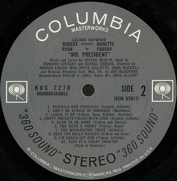 Various - Mr. President - Original Broadway Cast (Vinyl, LP, Album, Stereo) Very Good Plus (VG+) / Very Good Plus (VG+)