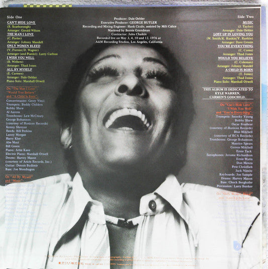 Carmen McRae - Can't Hide Love (Vinyl, LP, Album, Stereo) Very Good Plus (VG+) / Very Good (VG)