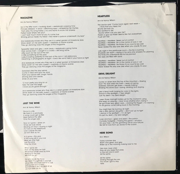 Heart - Magazine (Vinyl, LP, Album, Reissue) Very Good (VG) / Good (G)