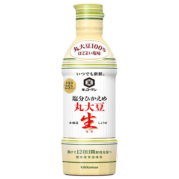 キッコーマン いつでも新鮮 塩分ひかえめ 丸大豆生しょうゆ 450mlペットボトル×12本入【日本出荷】