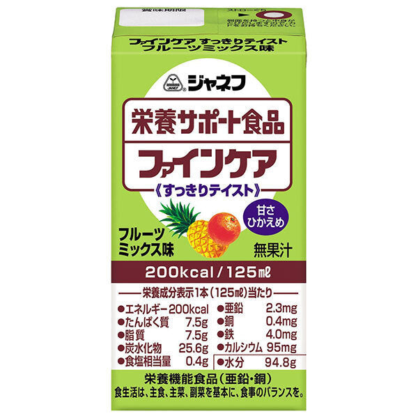 キューピー ジャネフ 栄養サポート食品 ファインケア すっきりテイスト フルーツミックス味 125ml紙パック×12本入【日本出荷】