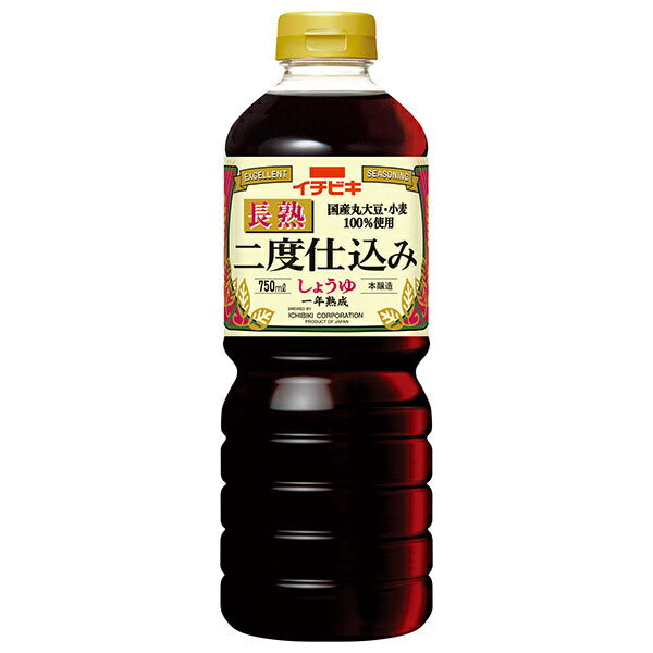 イチビキ 長熟二度仕込みしょうゆ 750mlペットボトル×8本入【日本出荷】