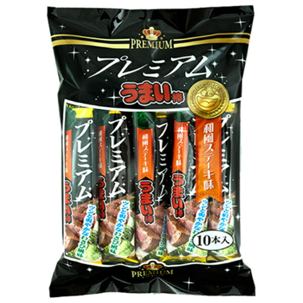 やおきん プレミアムうまい棒 和風ステーキ 90g(9g×10本)×12本入【日本出荷】