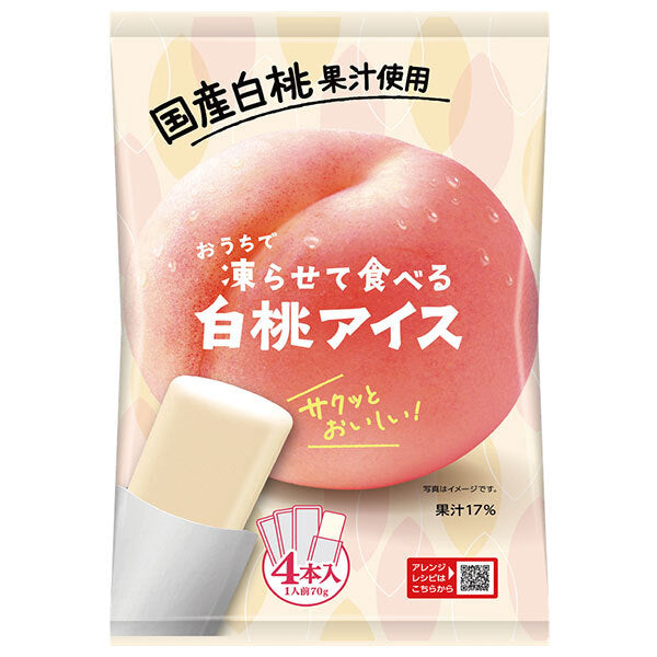 谷尾食糧工業 凍らせて食べる 国産 白桃アイス (70g×4)×12袋入【日本出荷】
