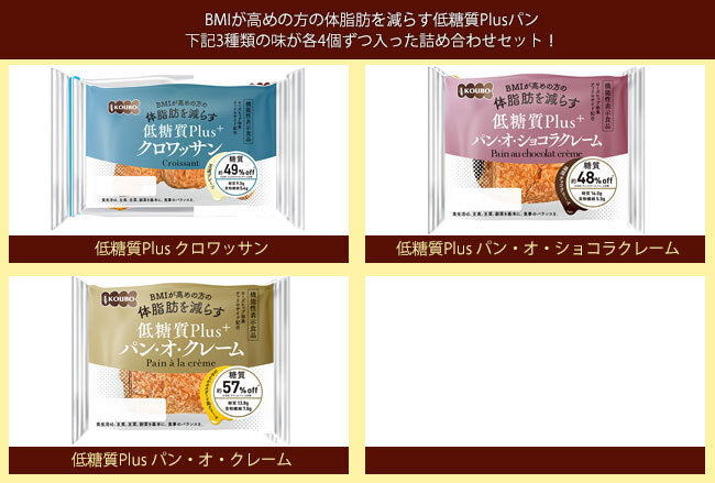 パネックス KOUBO 低糖質Plus 3種詰め合わせセット 12(3種×4)個入【日本出荷】