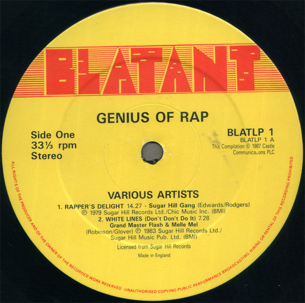 Various - Genius Of Rap - The Sugarhill Story (2xVinyl, LP, Compilation) Very Good Plus (VG+) / Very Good (VG)