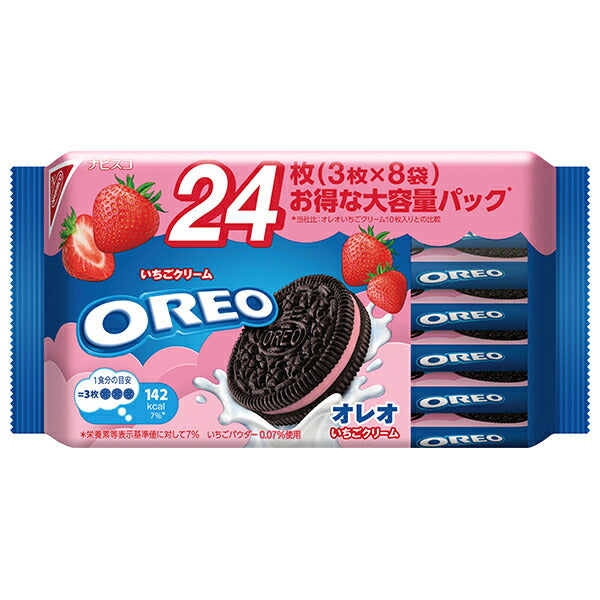 モンデリーズ ジャパン オレオ ファミリーパック いちごクリーム 24枚(3枚×8袋)×12個入【日本出荷】