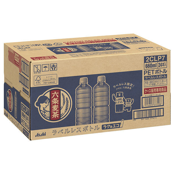アサヒ飲料 六条麦茶 ラベルレスボトル 660mlペットボトル×24本入【日本出荷】