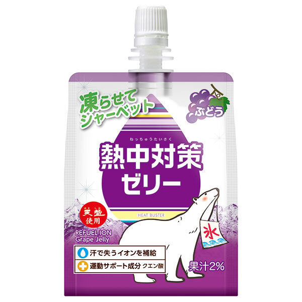Ako Kasei Heatstroke Prevention Jelly, Grape Flavor, 150g Pouch x 24 Packs
