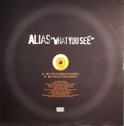 Alias (14) - What You See (Vinyl, 12", 45 RPM) Very Good Plus (VG+) / Very Good Plus (VG+)