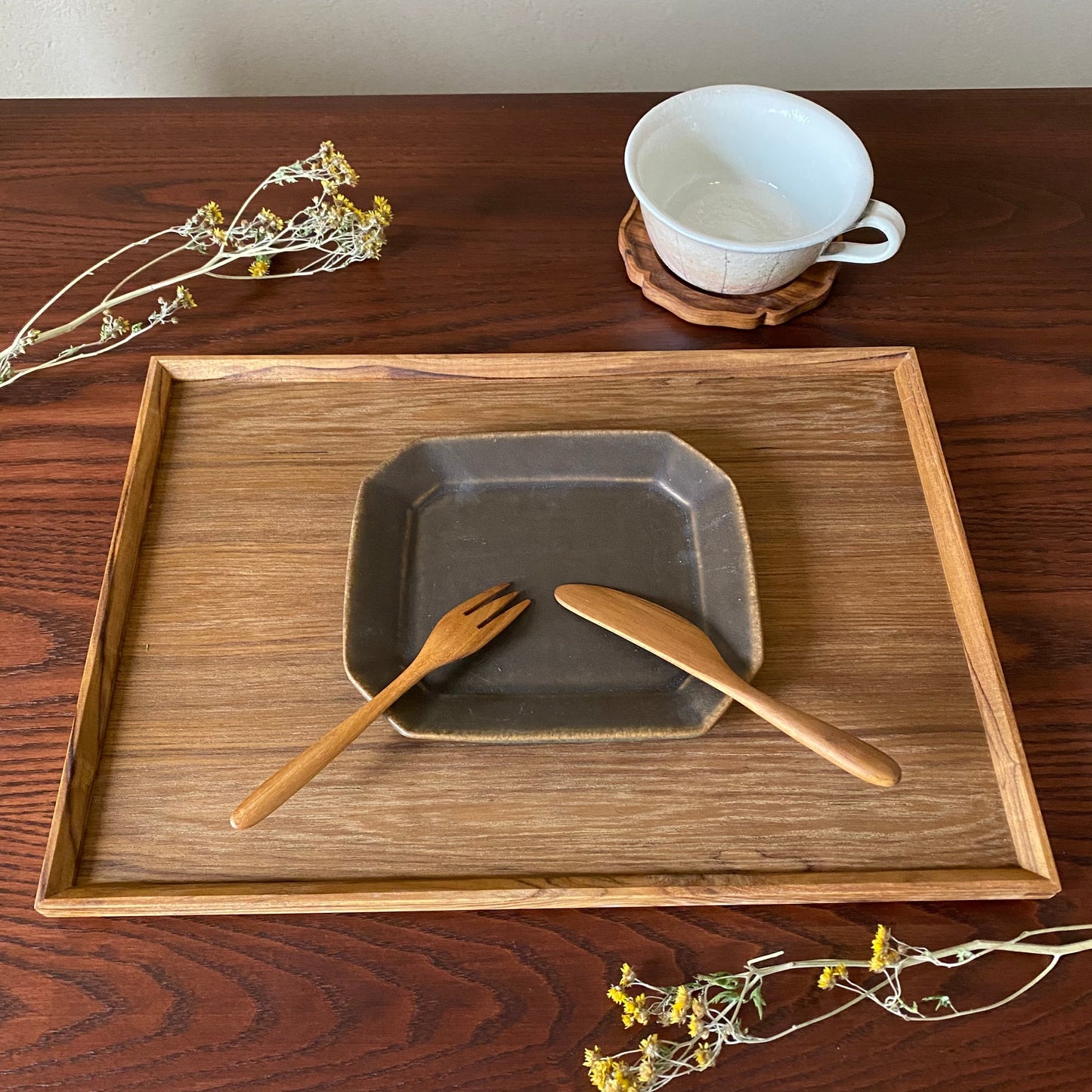 八角ケーキ皿 サビ釉|古谷製陶所(信楽焼 陶器)【古60】