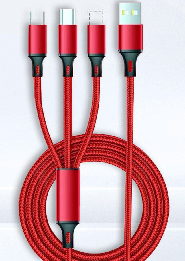 USB Charging Nylon Cable with 3 in 1 Connector USB 充電ケーブル 3IN1