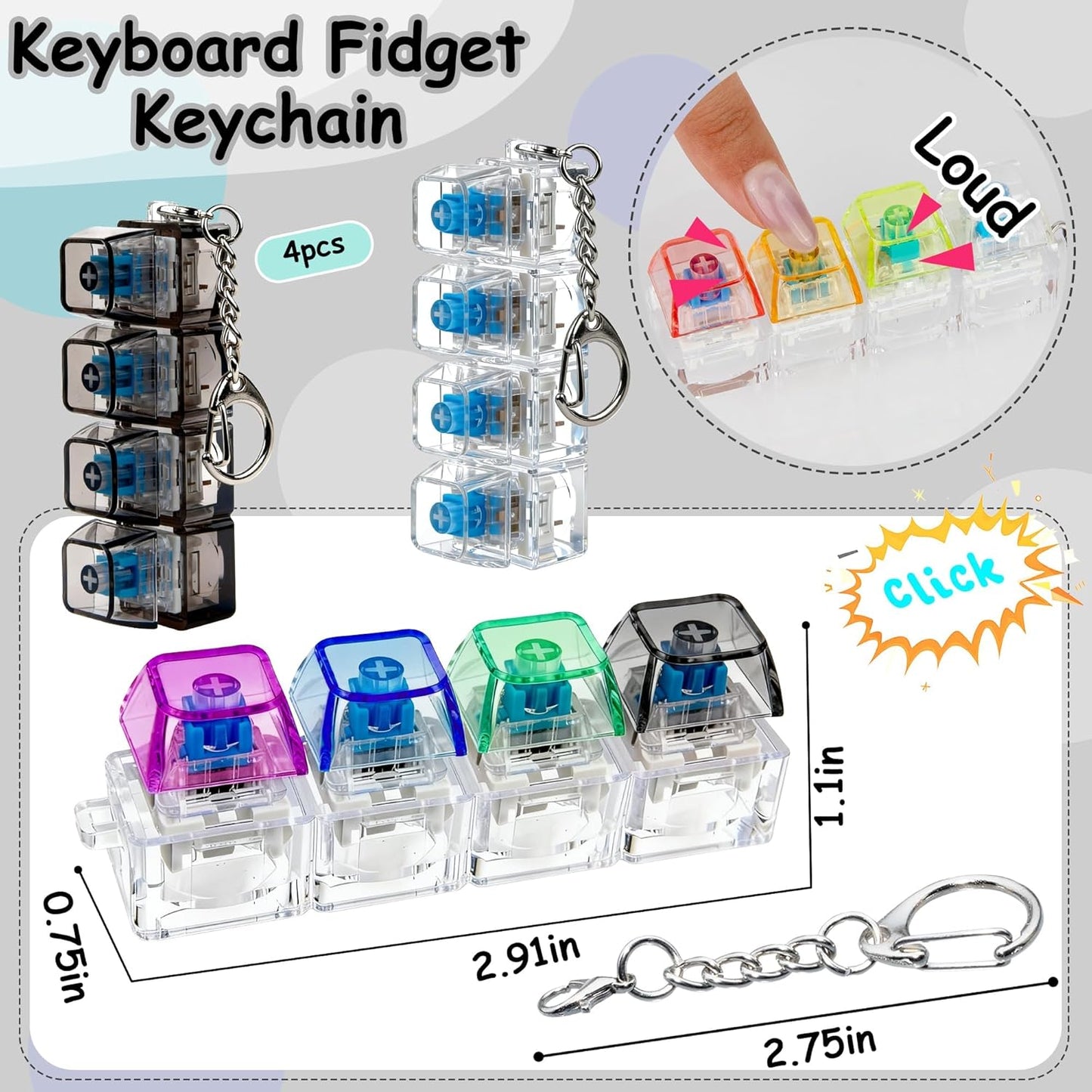 Keyboard Fidget Toy Keyring / キーボード型フィジェットトイキーホルダー