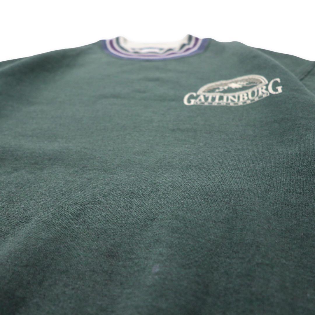 JERZEES USA製 90年代 SUPER SWEATS リブラインスウェット M グリーン コットン GATLINBURG