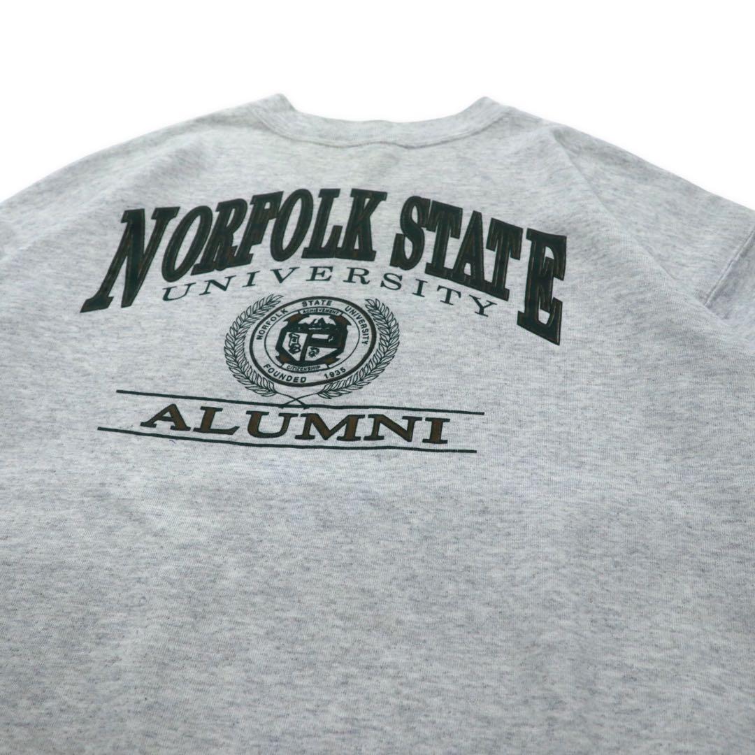 JAN SPORT USA製 90年代 カレッジプリントスウェット XXL グレー コットン 裏起毛 NORFOLK STATE UNIVERSITY ビッグサイズ