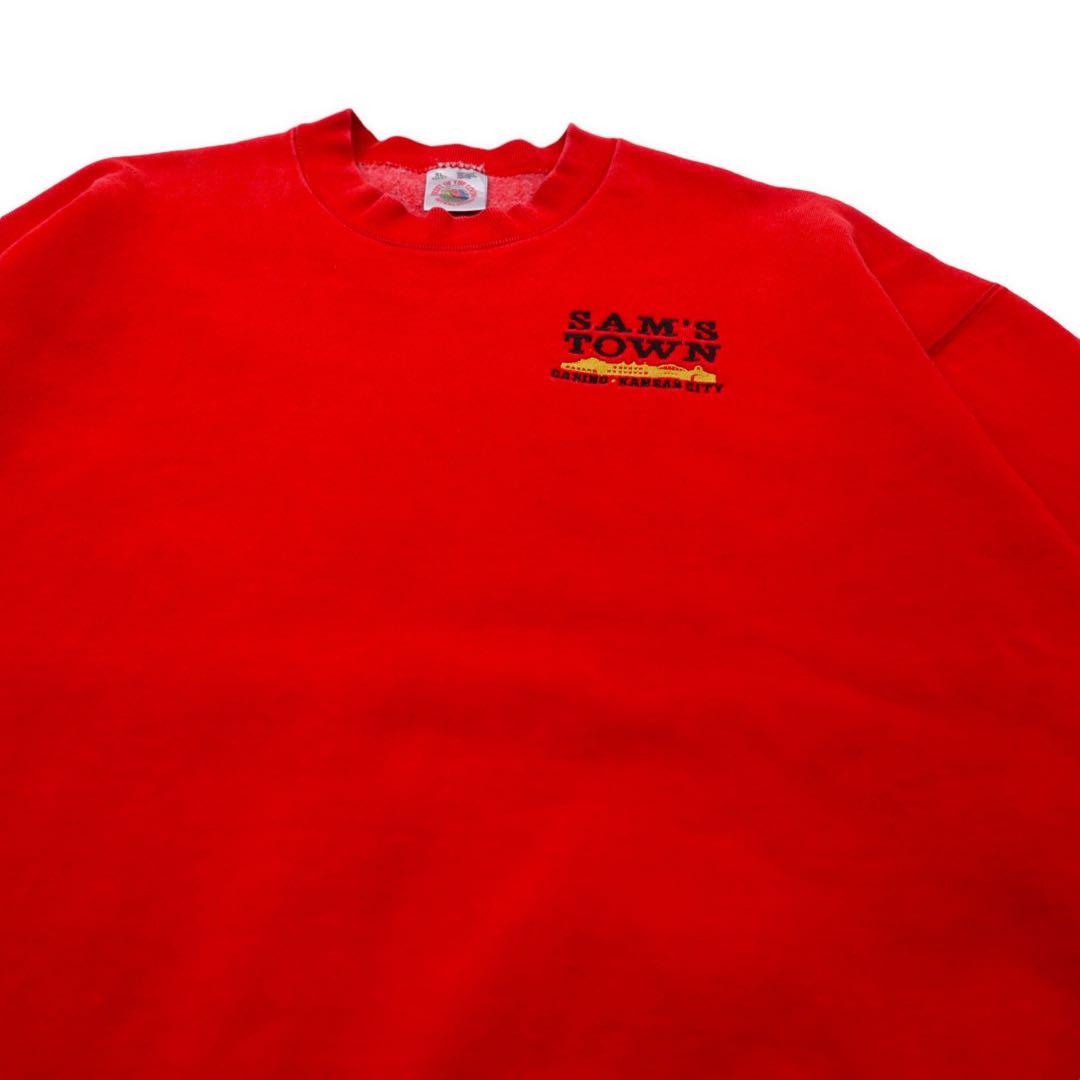FRUIT OF THE LOOM USA Made 90s Sweatshirt, XL, Red, Cotton, Fleece-Lined, SAM'S TOWN, Oversized