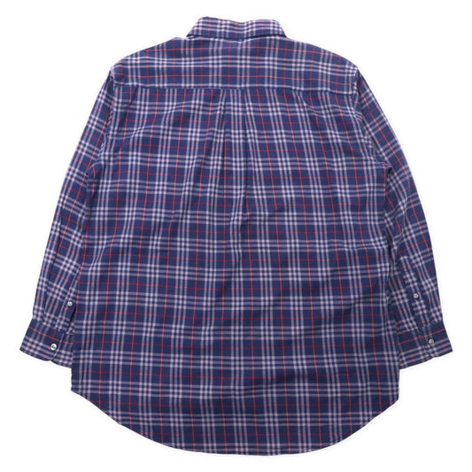 BURBERRY Old Nova Check Button-Down Shirt, Size M, Navy, Cotton, with Embroidered Logo