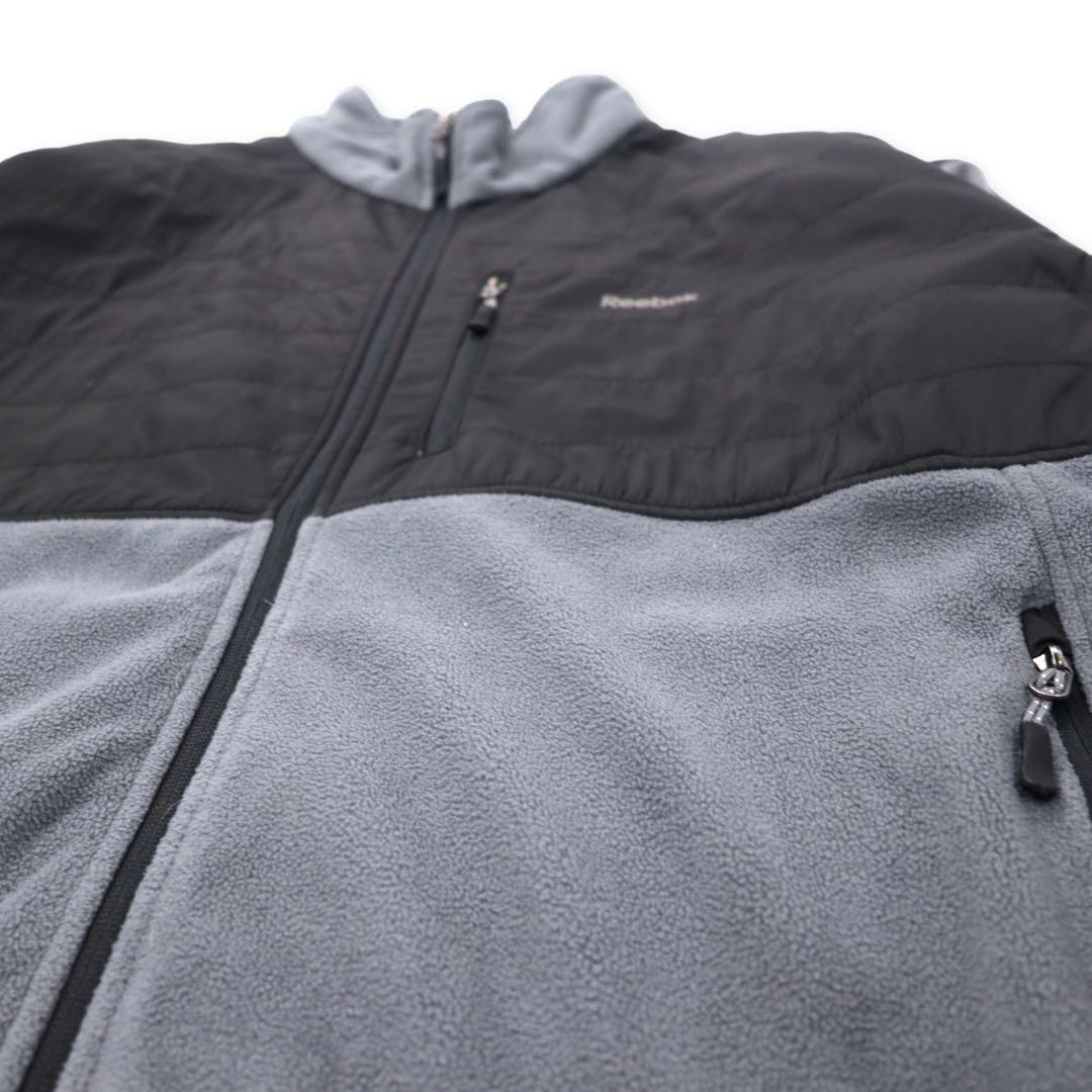 Reebok Nylon-Trimmed Fleece Jacket, Gray/Black, Two-Tone Polyester, 2XL, Big Size
