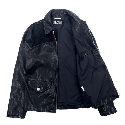 BROWNS GENERAL STORE Goat Leather Rider's Jacket, Size M, Black, with Concho Buttons