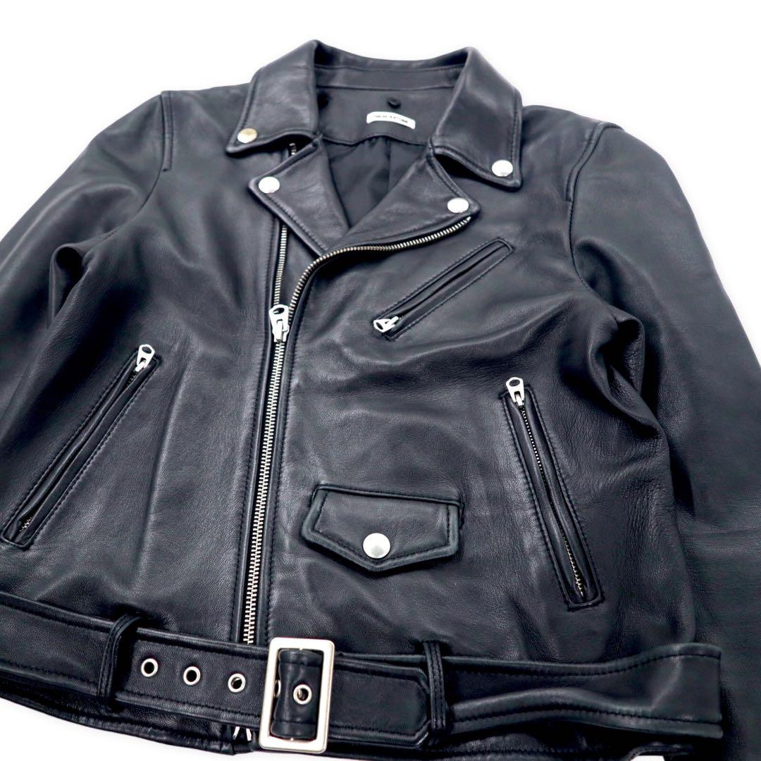 FREAK'S STORE ダブル ライダースジャケット S ブラック 羊革 ラムレザー ムートン襟着脱式 IDEALジップ