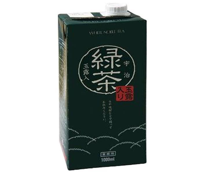 三井農林 ホワイトノーブル 宇治玉露入り緑茶 1L紙パック×6本入【日本出荷】