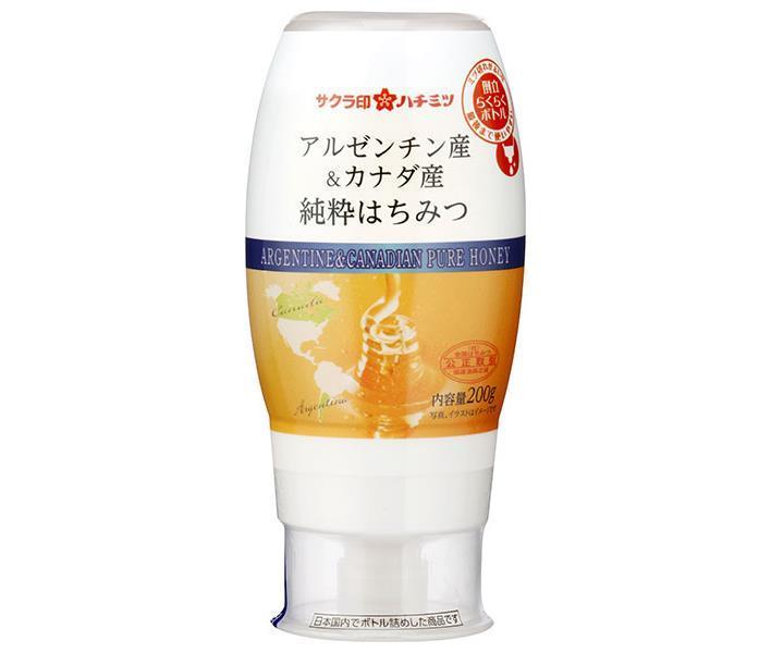 加藤美蜂園 サクラ印 アルゼンチン産&カナダ 産純粋はちみつ 200g×12本入【日本出荷】