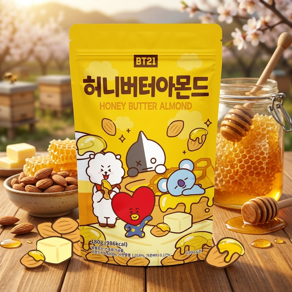 BT21 ハニーバターアーモンド 180g 韓国定番お菓子 甘じょっぱい スナック