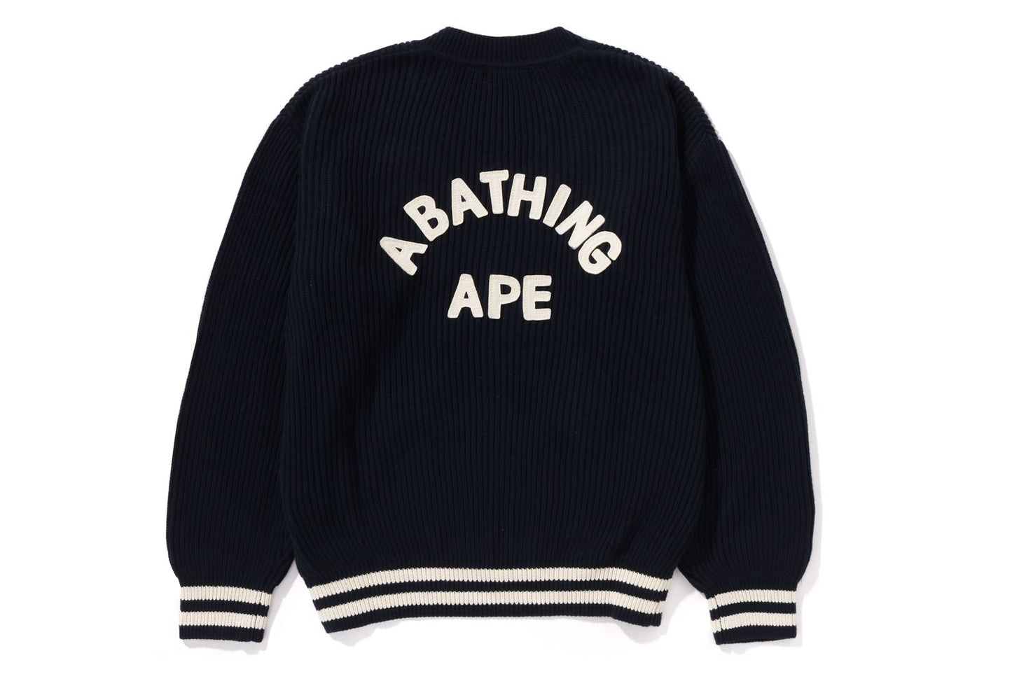 BAPE A BATHING APE 大學風開襟毛衣