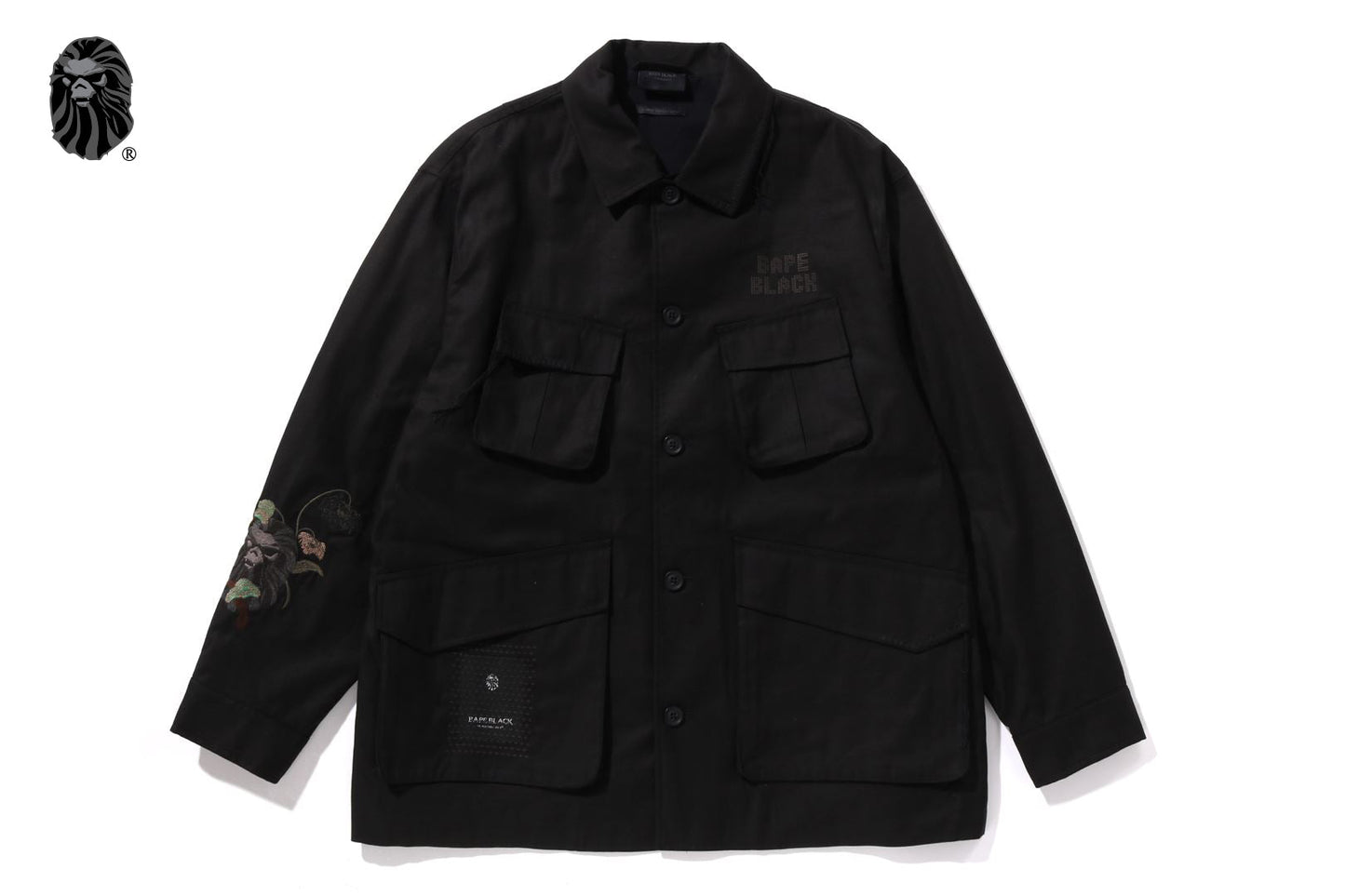 BAPE 黑色交叉縫製軍襯衫